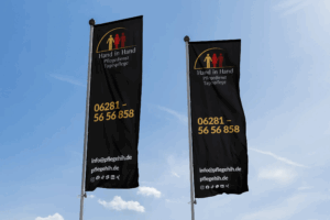 Werbetechnik Gestaltung und Umsetzung: Fahnen, Drop Flags / Beach Flags uvm.