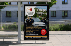 Großflächenplakate für Hand in Hand in unterschiedlichsten Formaten und Materialien.